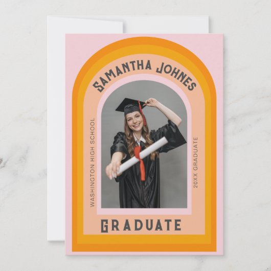Retro Arc arc-en-ciel Faire-part de graduation (Devant)
