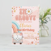 Retro Arc-en-ciel Deux Super Invitation pour le 2e (Debout devant)