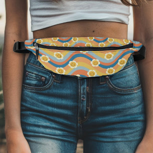 Retro Arc-en-ciel Smiley face Fleurs