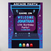 Retro Arcade Birthday  | Game On Party Decor Poster (Voorkant)