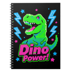 Retro Arcade Dino Power Pixel T-Rex Notitieboek