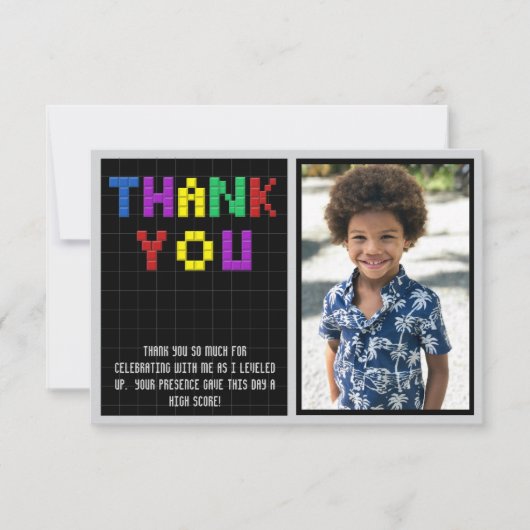 Retro Arcade Game Foto Verjaardagsfeest Bedankkaart (Voorkant)