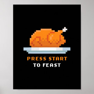 Retro Arcade Gepixelde Game Turkey – Druk op Start Poster