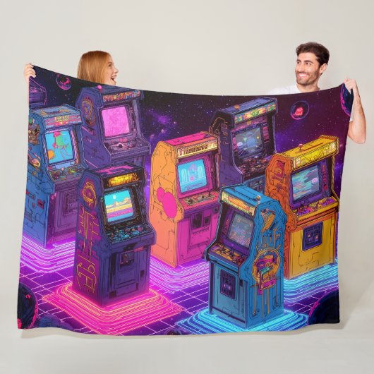 Retro Arcade Machines Fleece Deken (In situ)