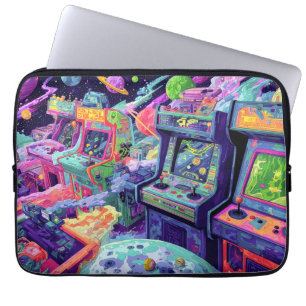 Retro Arcade Machines in de Ruimte Laptop Sleeve