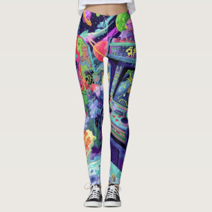 Retro Arcade Machines in de Ruimte Leggings