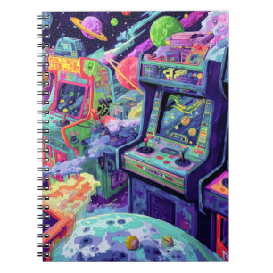 Retro Arcade Machines in de ruimte Notitieboek