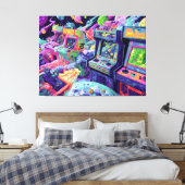 Retro Arcade Machines in Space Canvas Afdruk (Insitu (Slaapkamer))