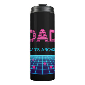 Retro Arcade Neon PAPA Maatwerk Jaar Vaderdag Cade Thermosbeker