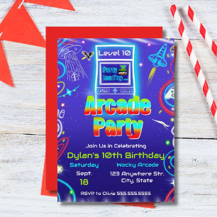 Retro Arcade Power Up Gaming Verjaardagsfeest Kaart