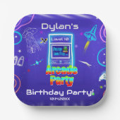 Retro Arcade Power Up Gaming Verjaardagsfeest Papieren Bordje (Voorkant)