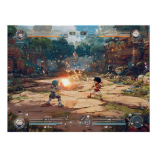 Retro Arcade Vechtspel Spel Showdown Scene Perfect Poster
