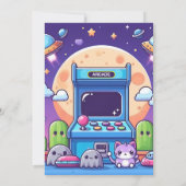 Retro Arcade Verjaardagsfeest Kaart (Achterkant)