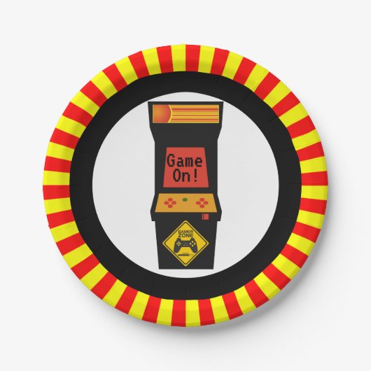 Retro Arcade Video Game Geëven Dag Papieren Bordje (Voorkant)