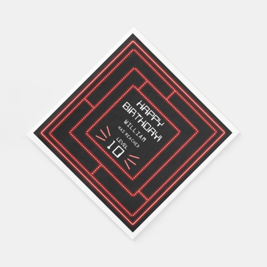 Retro Arcade Videogame Neon Kids Verjaardag Servet (Hoek)