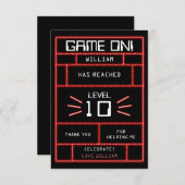 Retro Arcade Videospel Neon Kinderverjaardag Bedankkaart (Voorkant / Achterkant)