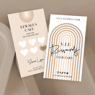 Retro Arch Boho Beige Trendy Business Logo Klantenkaartje