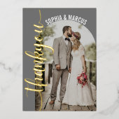 Retro Arch Elegante trouwfoto Dank u kaart (Voorkant)