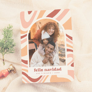 Retro Arch Feliz Navidad Spaanse Kerstfoto Feestdagenkaart