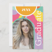 Retro Arch Foto 70s Roze Afstuderen Kaart (Voorkant)