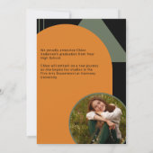 Retro Arch Green Orange 2 Photo Grad Faire-part (Dos)