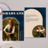 Retro Arch Navy Blue 2 Photo Grad Faire-part