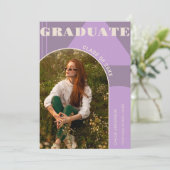 Retro Arch Paarse 2 foto Afstuderen Aankondiging (Staand voorkant)