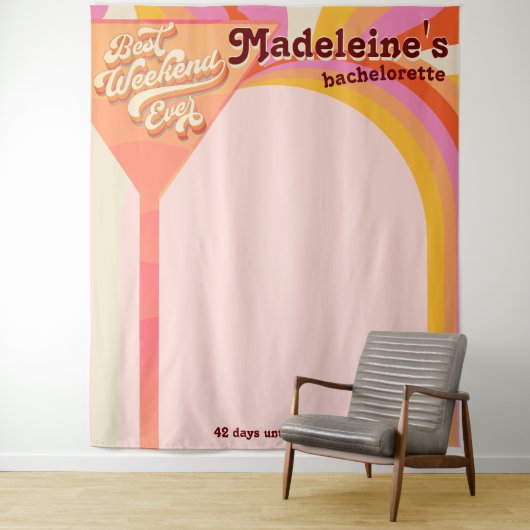 Retro Arch  Zonsondergang Bachelorette Achtergrond Wandkleed (In situ)