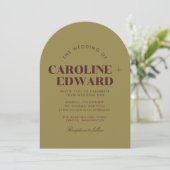 Retro Arched Gestreepte Huwelijksuitnodiging Kaart (Staand voorkant)