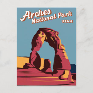 Retro Arches Nationaal Park Utah Illustratie Feestdagenkaart