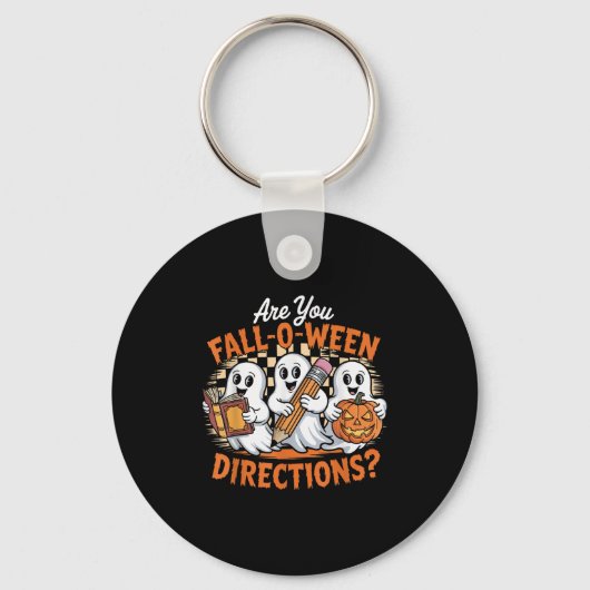 Retro Are You Fall O Ween Directions Ghost Hallowe Sleutelhanger (Voorkant)