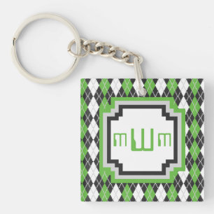 Retro Argyle Acryl Sleutelhanger