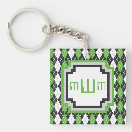 Retro Argyle Acryl Sleutelhanger (Voorkant)