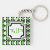 Retro Argyle Acryl Sleutelhanger (Achterkant)