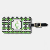 Retro Argyle-Bagagelabel Bagagelabel (Voorkant horizontaal)