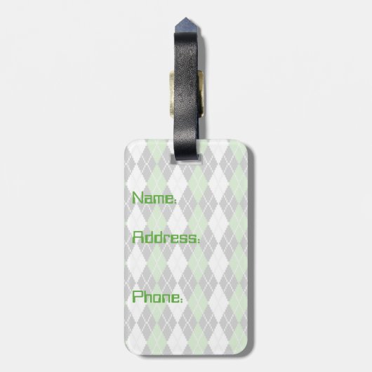 Retro Argyle-Bagagelabel Bagagelabel (Achterkant verticaal)