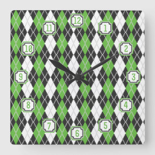 Retro Argyle Clock Vierkante Klok