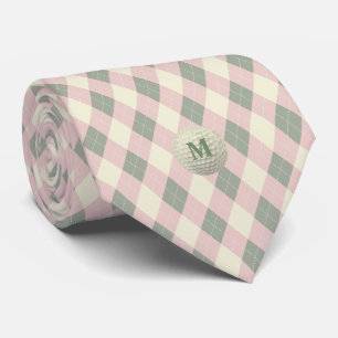 Retro Argyle Monogram Golfbal Stropdas