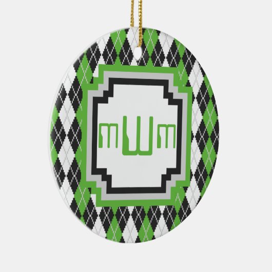 Retro Argyle-Ornament Keramisch Ornament (Rechts)