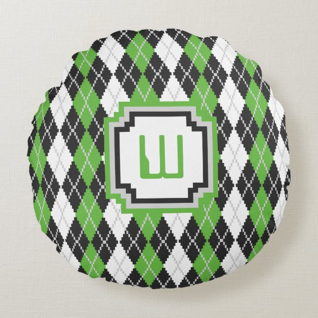 Retro Argyle Rond Kussen (Voorkant)