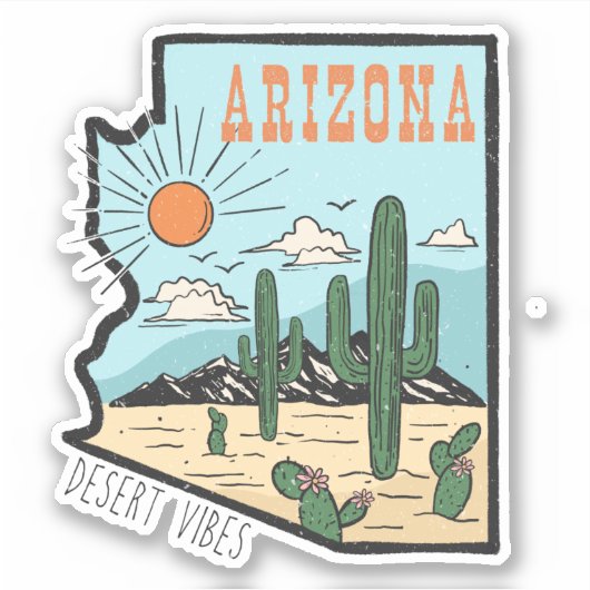 Retro  Arizona Desert Cactus Travel Sticker (Voorkant)
