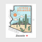 Retro  Arizona Desert Cactus Travel Sticker (Vel)