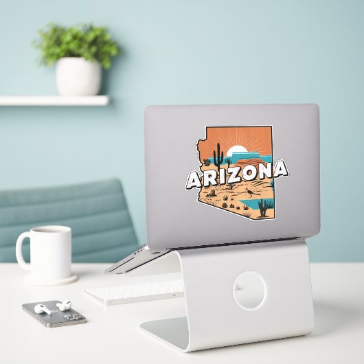 Retro Arizona Sticker (Laptop op bureau)