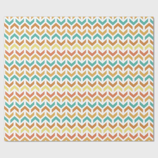 Retro Arrows Chevron Sinaasappel Blauwgroen Goud Cadeaupapier (Vlak)