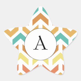 Retro Arrows Chevron Sinaasappel Blauwgroen Goud I Ster Sticker