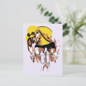 Retro art de fietskampioen briefkaart (Staand voorkant)