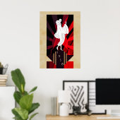 Retro  art Deco 1938 Vrouw Poster (Thuiskantoor)