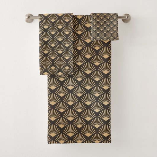 Retro Art Deco Black en Sepia Bad Handdoek (Insitu)
