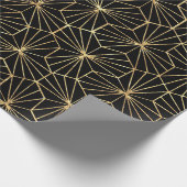 Retro Art Deco Black Gold Geometric Pattern Cadeaupapier (Hoek)