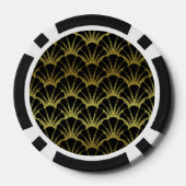 Retro Art Deco Black / Gold Shell Scale Patroon Poker Chips (Achterkant)